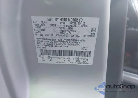 2006 Ford Escape Xlt/Xlt Sport из США, поврежденный, VIN 1FMYU03146KA97482